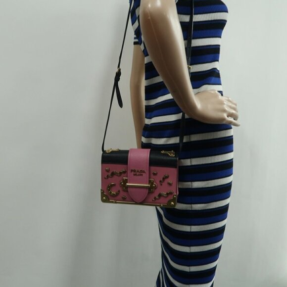 Prada Cahier Pink & Black Leather Shoulder Bag - Picture 12 of 12